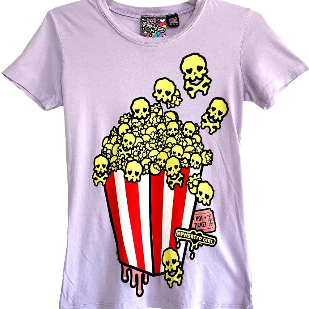 Authentic Y2K NewBreed Girl Deadly Popcorn T shirt ( fabric flaw)